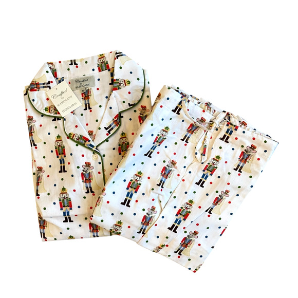 Mahogany Christmas NUTCRACKER Pajama Set 100% Cotton Flannel Women's L New - Picture 2 of 16